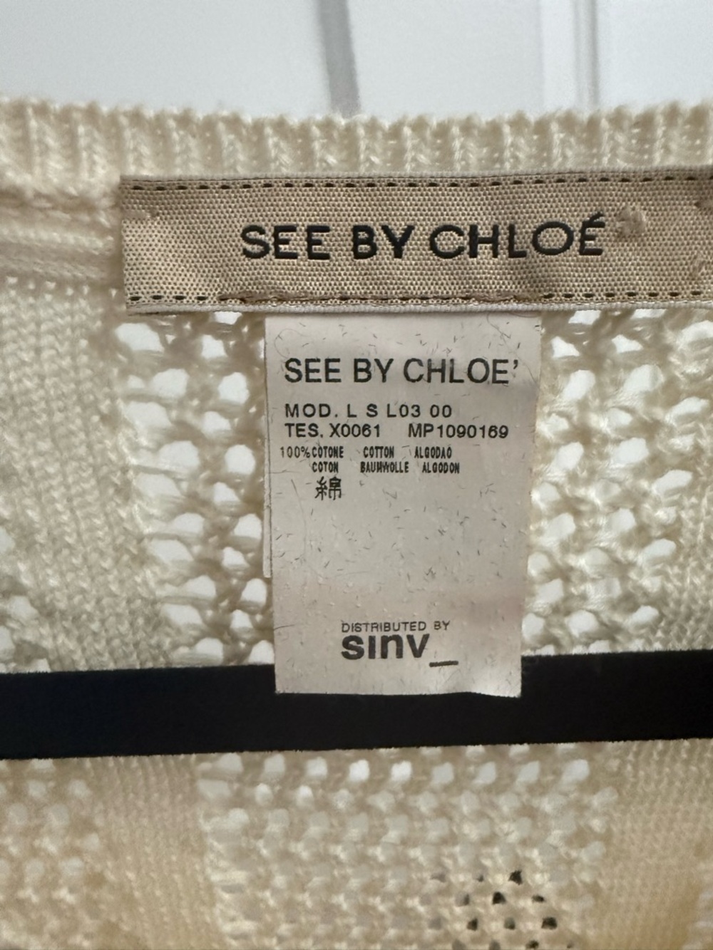 See By Chloe Cream Knit Button-Front Sweater - Picture 3 of 3